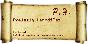 Preiszig Hermész névjegykártya